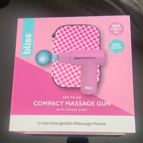 BLISS Compact Massage Gun Pink w/ Interchangable Message Heads.  NeW In Box! - Picture 1 of 16